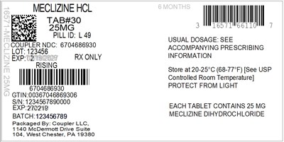 Label (16571 661 10 Meclizine 25mg 67046 869 30)